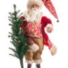 24" Red And White Santa Claus Holding Tree Christmas Tabletop Decor
