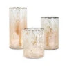 Set Of 3 White And Amber Hurricanes Candle Holders 11.5"