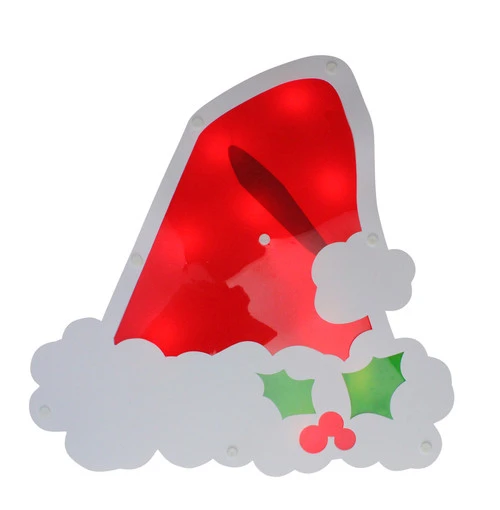 Christmas Central 12.5" Lighted White And Red Santa Hat Christmas Window Silhouette Decoration 1 Christmas Central 12.5" Lighted White And Red Santa Hat Christmas Window Silhouette Decoration