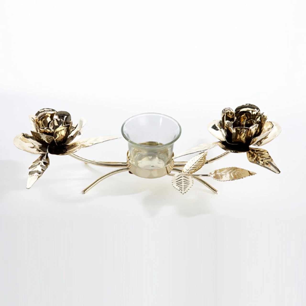 Kurt Adler 10.5" Clear And Gold Rose Christmas Candle Holder 1 Kurt Adler 10.5" Clear And Gold Rose Christmas Candle Holder