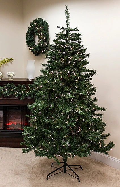 7.5' Pre-Lit Slim Traditional Mixed Pine Artificial Christmas Tree - Clear Lights 4 7.5' Pre-Lit Slim Traditional Mixed Pine Artificial Christmas Tree - Clear Lights - Image 4