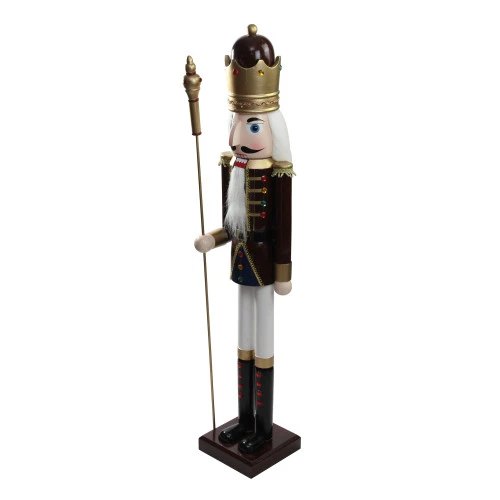 Northlight 48" Burgundy And White Wooden Christmas Nutcracker King With Scepter 5 Northlight 48" Burgundy And White Wooden Christmas Nutcracker King With Scepter - Image 5