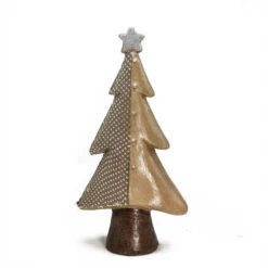 Northlight 18" Brown And Silver Christmas Tree With A Glitter Star Tabletop Decor