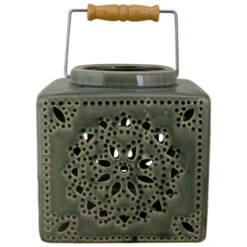 6.75" Dark Olive Green Square Crackle Finish Mosaic Cut Out Candle Lantern 6 6.75" Dark Olive Green Square Crackle Finish Mosaic Cut Out Candle Lantern -Christmas Decoration Store koop20095702040 a 15127.1588417583