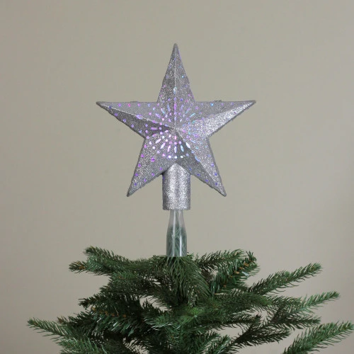 Kurt Adler 9" LED Lighted Sliver Glitter Star Christmas Tree Topper - Multi Lights 3 Kurt Adler 9" LED Lighted Sliver Glitter Star Christmas Tree Topper - Multi Lights - Image 3