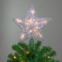 Kurt Adler 10" Lighted Silver Glittered Star Christmas Tree Topper - Clear Lights -Christmas Decoration Store ksa ul0895 4 07831.1665610748