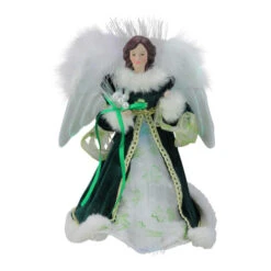 Kurt Adler 12" Fiber Optic Luck Of The Irish Angel In Shamrock Dress Christmas Tree Topper