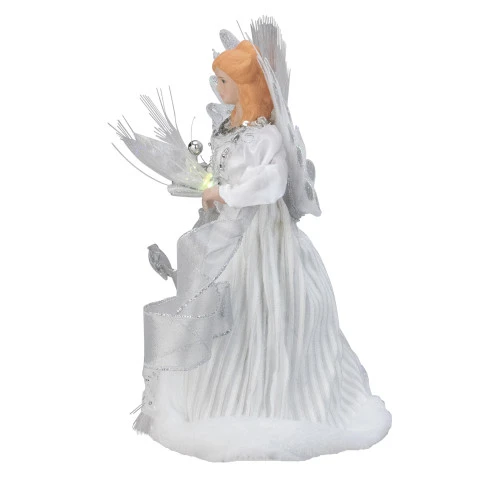Kurt Adler 12" Silver And White LED Lighted Fiber Optic Angel Christmas Tree Topper 2 Kurt Adler 12" Silver And White LED Lighted Fiber Optic Angel Christmas Tree Topper - Image 2