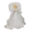Kurt Adler 12" Elegant White And Silver LED Light Fiber Optic Angel Christmas Tree Topper