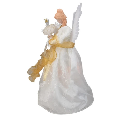 Kurt Adler 14.5" Gold And Ivory Pre-Lit Angel Christmas Tree Topper - Clear Lights 2 Kurt Adler 14.5" Gold And Ivory Pre-Lit Angel Christmas Tree Topper - Clear Lights - Image 2