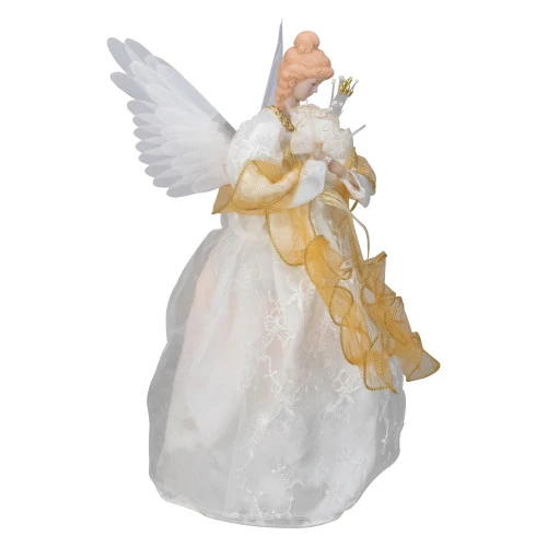 Kurt Adler 14.5" Gold And Ivory Pre-Lit Angel Christmas Tree Topper - Clear Lights 3 Kurt Adler 14.5" Gold And Ivory Pre-Lit Angel Christmas Tree Topper - Clear Lights - Image 3