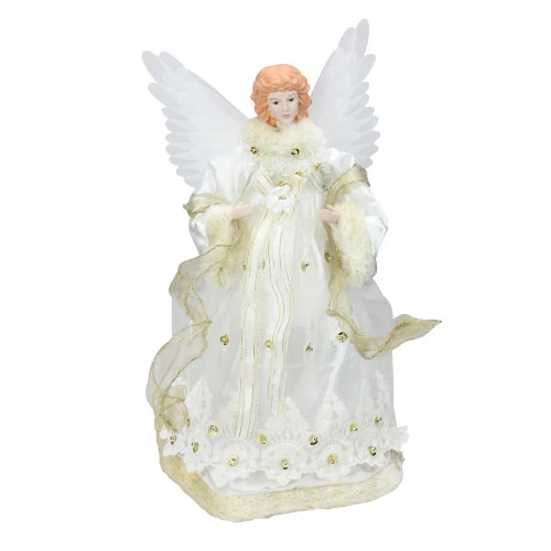 Kurt Adler 16" Lighted Gold Fiber Optic Animated Porcelain Angel Christmas Tree Topper 1 Kurt Adler 16" Lighted Gold Fiber Optic Animated Porcelain Angel Christmas Tree Topper