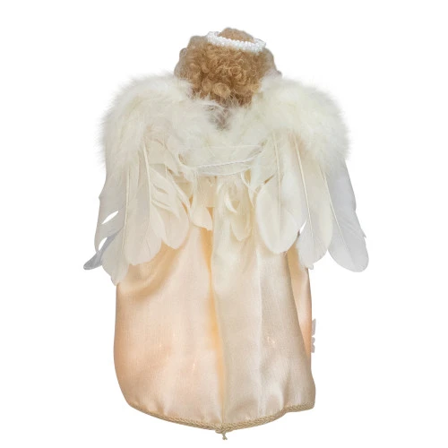 Kurt Adler 12" Lighted Ivory Angel With Halo Christmas Tree Topper - Clear Lights 3 Kurt Adler 12" Lighted Ivory Angel With Halo Christmas Tree Topper - Clear Lights - Image 3