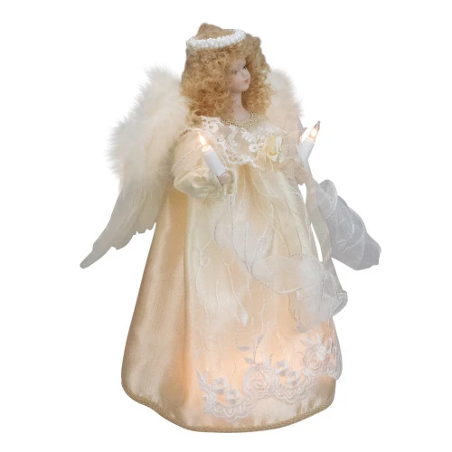 Kurt Adler 12" Lighted Ivory Angel With Halo Christmas Tree Topper - Clear Lights 4 Kurt Adler 12" Lighted Ivory Angel With Halo Christmas Tree Topper - Clear Lights - Image 4
