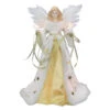 Kurt Adler 16" Lighted Ivory And Gold Angel Christmas Tree Topper - Clear Lights - UL2216