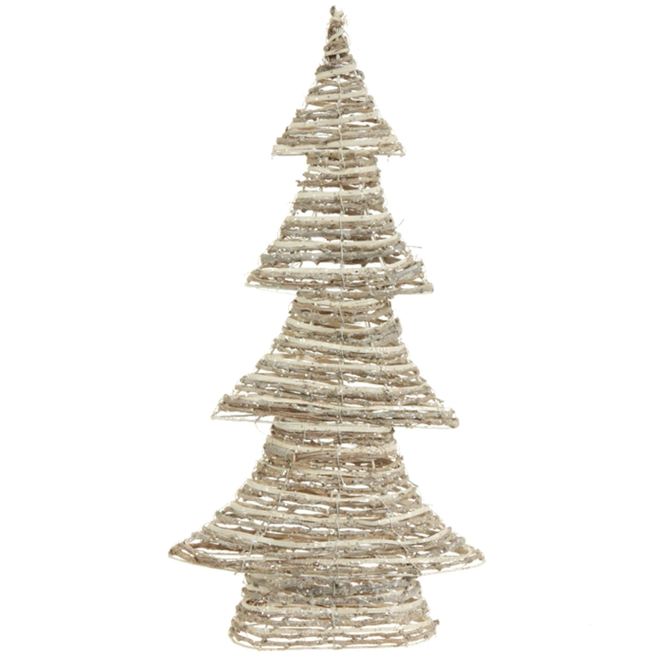 23.5" Brown And Beige Glittered Rattan Christmas Tree - Unlit 1 23.5" Brown And Beige Glittered Rattan Christmas Tree - Unlit