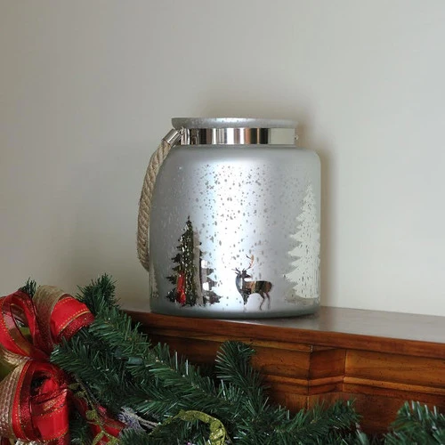 Northlight 9.5" Gray And Silver Tree Silhouette Mercury Glass Christmas Pillar Candle Holder 5 Northlight 9.5" Gray And Silver Tree Silhouette Mercury Glass Christmas Pillar Candle Holder - Image 5