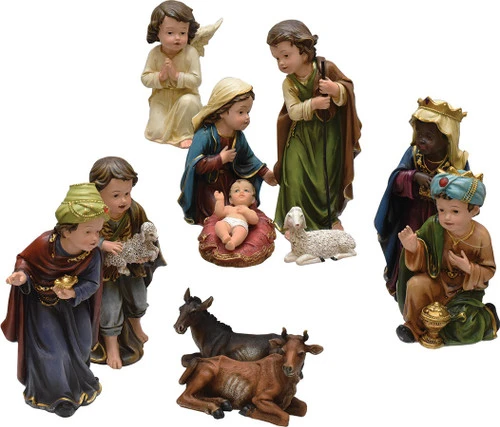 Northlight 11-Piece Green And Blue Inspirational Religious Children Christmas Nativity Figurine Set 7.75" 1 Northlight 11-Piece Green And Blue Inspirational Religious Children Christmas Nativity Figurine Set 7.75"