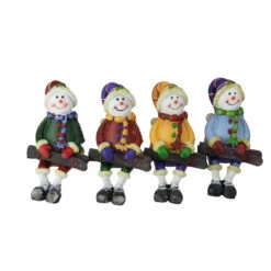 Club Pack Of 48 Vibrantly Colored Sitting Snowman With Ski Tabletop Figurines 5"