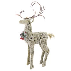 Northlight 26" Ivory And Brown Reindeer Twine Christmas Decoration