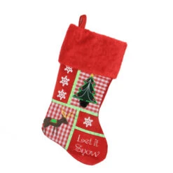 Northlight 18.5" Red Cheers Holiday Patches Let It Snow Christmas Stocking