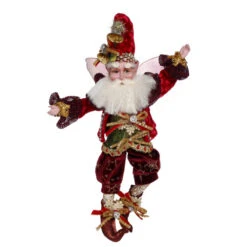 Mark Roberts Burgundy And Green Wonderful Time Christmas Fairy - Small 10"