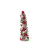 Melrose 1.5' Red And White Pine Cone Topiary Christmas Tree - Unlit