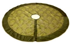 Melrose 54" Green Brocade Christmas Tree Skirt With Trim