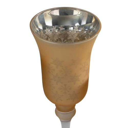 Melrose Set Of 3 Gold And Clear Snowflake Christmas Candle Holder 15" 2 Melrose Set Of 3 Gold And Clear Snowflake Christmas Candle Holder 15" - Image 2