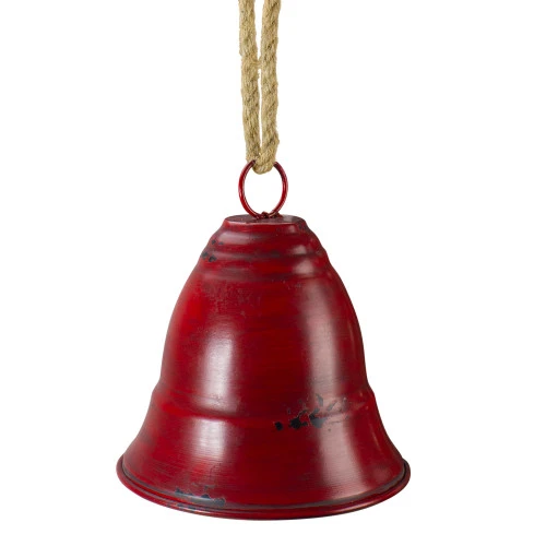 Melrose 8.5" Red And Brown Rustic Hanging Christmas Bell 2 Melrose 8.5" Red And Brown Rustic Hanging Christmas Bell - Image 2