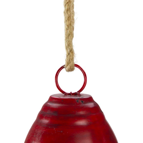 Melrose 8.5" Red And Brown Rustic Hanging Christmas Bell 3 Melrose 8.5" Red And Brown Rustic Hanging Christmas Bell - Image 3