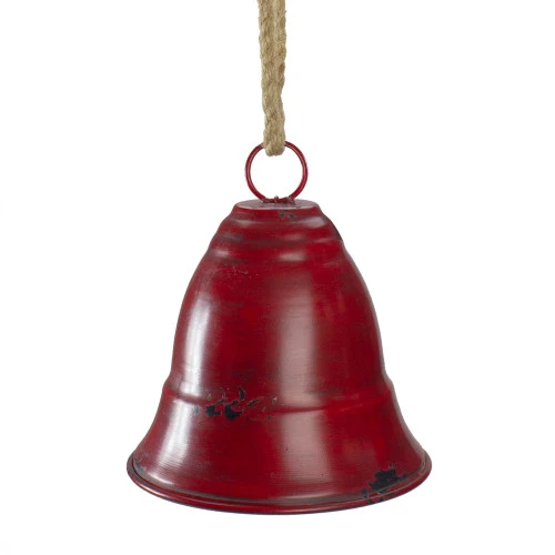 Melrose 8.5" Red And Brown Rustic Hanging Christmas Bell 1 Melrose 8.5" Red And Brown Rustic Hanging Christmas Bell