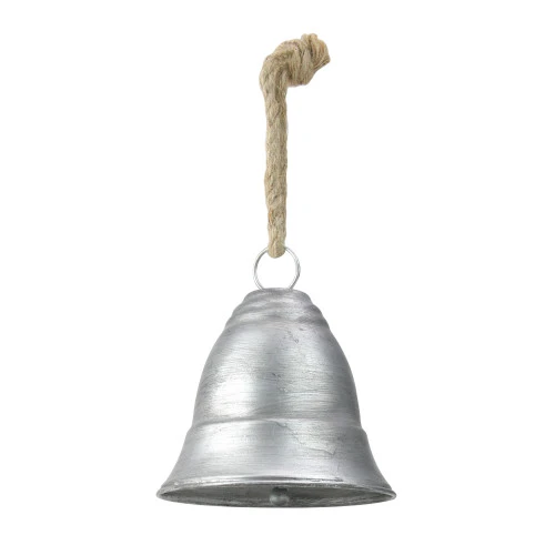 Melrose 8.5" Silver And Beige Country Rustic Hanging Christmas Bell 2 Melrose 8.5" Silver And Beige Country Rustic Hanging Christmas Bell - Image 2