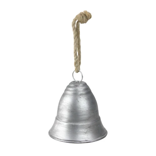 Melrose 8.5" Silver And Beige Country Rustic Hanging Christmas Bell 1 Melrose 8.5" Silver And Beige Country Rustic Hanging Christmas Bell