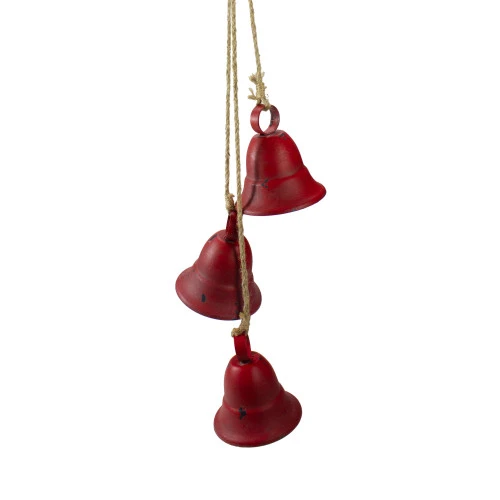 Melrose Set Of 3 Red Country Rustic Bells In Twine Christmas Decoration 14.75" 1 Melrose Set Of 3 Red Country Rustic Bells In Twine Christmas Decoration 14.75"