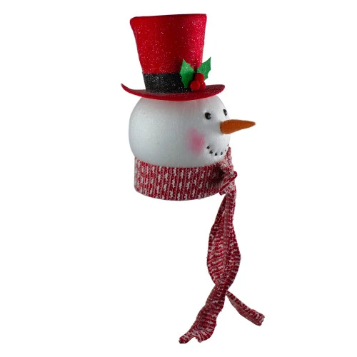 Melrose 14.5" Red And White Snowman Head Christmas Tabletop Decor 2 Melrose 14.5" Red And White Snowman Head Christmas Tabletop Decor - Image 2