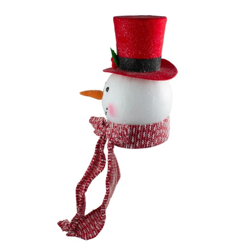 Melrose 14.5" Red And White Snowman Head Christmas Tabletop Decor 3 Melrose 14.5" Red And White Snowman Head Christmas Tabletop Decor - Image 3