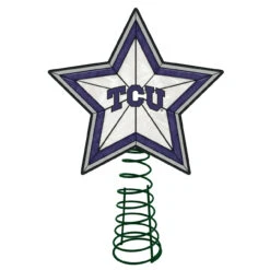 10" Lighted Violet And White Star NCAA TCU Horned Frogs Christmas Tree Topper