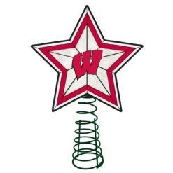 10" Lighted Red And White Star NCAA Wisconsin Badgers Christmas Tree Topper