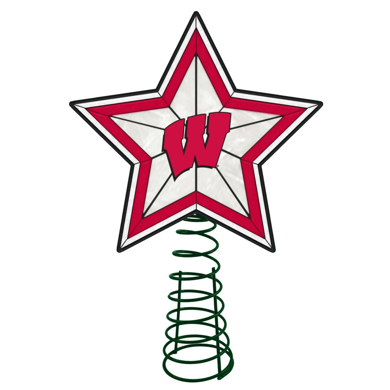 10" Lighted Red And White Star NCAA Wisconsin Badgers Christmas Tree Topper 1 10" Lighted Red And White Star NCAA Wisconsin Badgers Christmas Tree Topper
