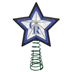 10" Lighted Blue And Black Star MLB Colorado Rockies Christmas Tree Topper