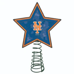10" Lighted Orange And Blue Star MLB New York Mets Christmas Tree Topper