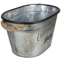 11" Silver Oval Christmas Tree Bucket With Jute Rope 7 11" Silver Oval Christmas Tree Bucket With Jute Rope -Christmas Decoration Store meravic r7433 4 49266.1587644959