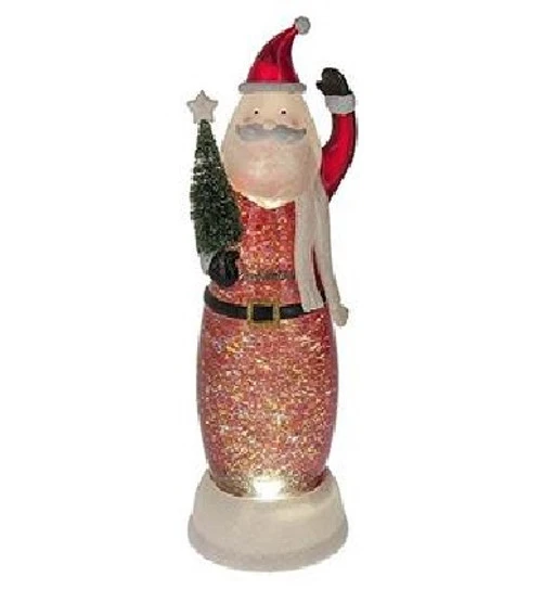 12.5" LED Lighted Swirling Santa With Tree Christmas Snow Globe Glittering Snow Dome 3 12.5" LED Lighted Swirling Santa With Tree Christmas Snow Globe Glittering Snow Dome - Image 3