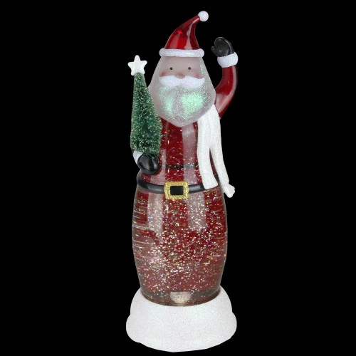 12.5" LED Lighted Swirling Santa With Tree Christmas Snow Globe Glittering Snow Dome 4 12.5" LED Lighted Swirling Santa With Tree Christmas Snow Globe Glittering Snow Dome - Image 4