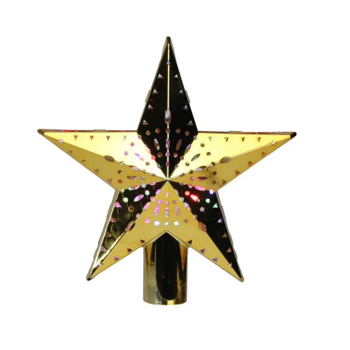 11.5" Lighted Gold Kaleidoscope Christmas Tree Topper - Multicolor LED Lights 1 11.5" Lighted Gold Kaleidoscope Christmas Tree Topper - Multicolor LED Lights