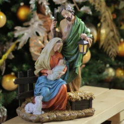 15" Green And Orange Holy Family Christmas Nativity Figure -Christmas Decoration Store napco 45313 3 77424.1588362251