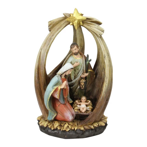 12" Brown Holy Family With Star Of Bethlehem Christmas Nativity Figurine 1 12" Brown Holy Family With Star Of Bethlehem Christmas Nativity Figurine