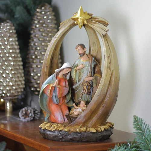 12" Brown Holy Family With Star Of Bethlehem Christmas Nativity Figurine 2 12" Brown Holy Family With Star Of Bethlehem Christmas Nativity Figurine - Image 2