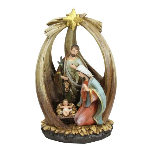 12" Brown Holy Family With Star Of Bethlehem Christmas Nativity Figurine 3 12" Brown Holy Family With Star Of Bethlehem Christmas Nativity Figurine - Image 3